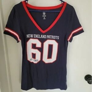 NFL New England Patriots Women's Navy V-Neck Top